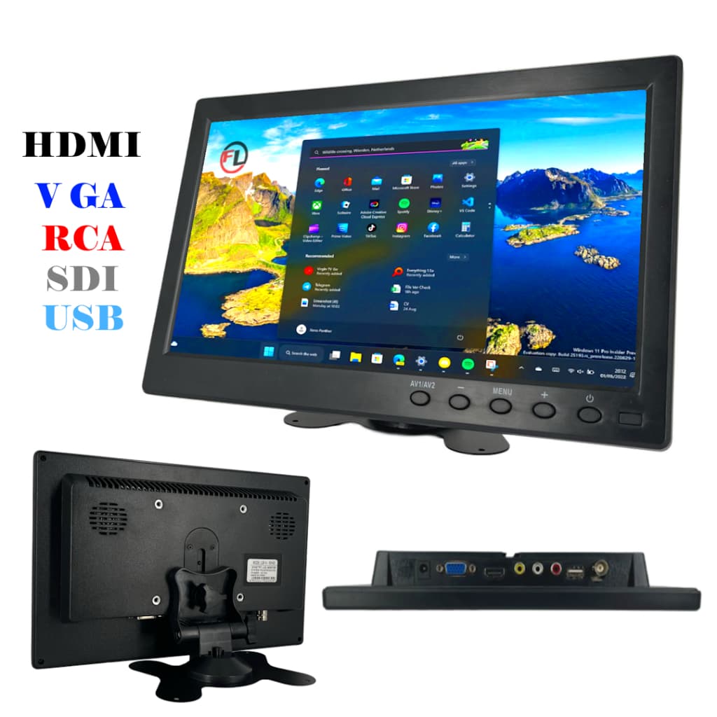 Monitor 10 Polegadas com Entradas HDMI, RCA e VGA – Versátil e Compacto! 🎥🖥️