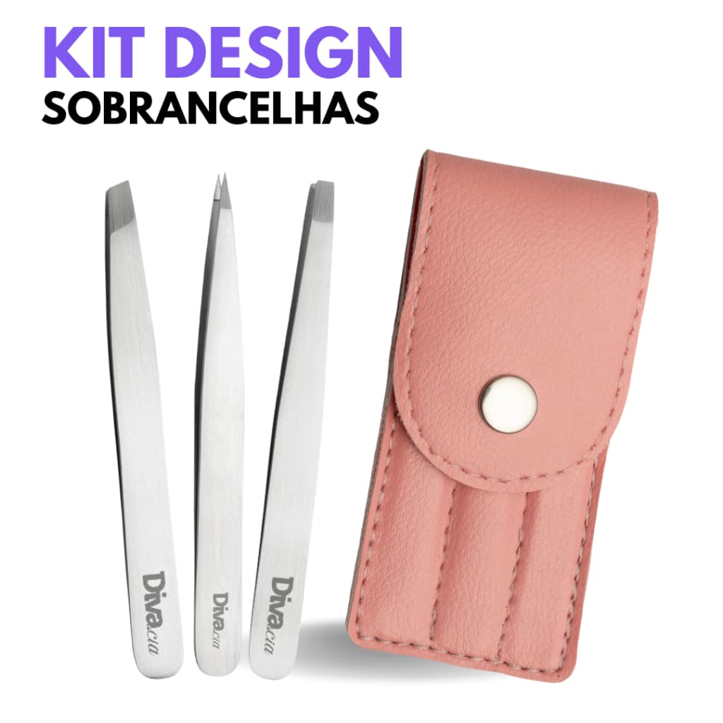 Kit 3 Pinças Design De Sobrancelhas Profissional Chanfrada, Agulha, Reta Estufa Autoclave