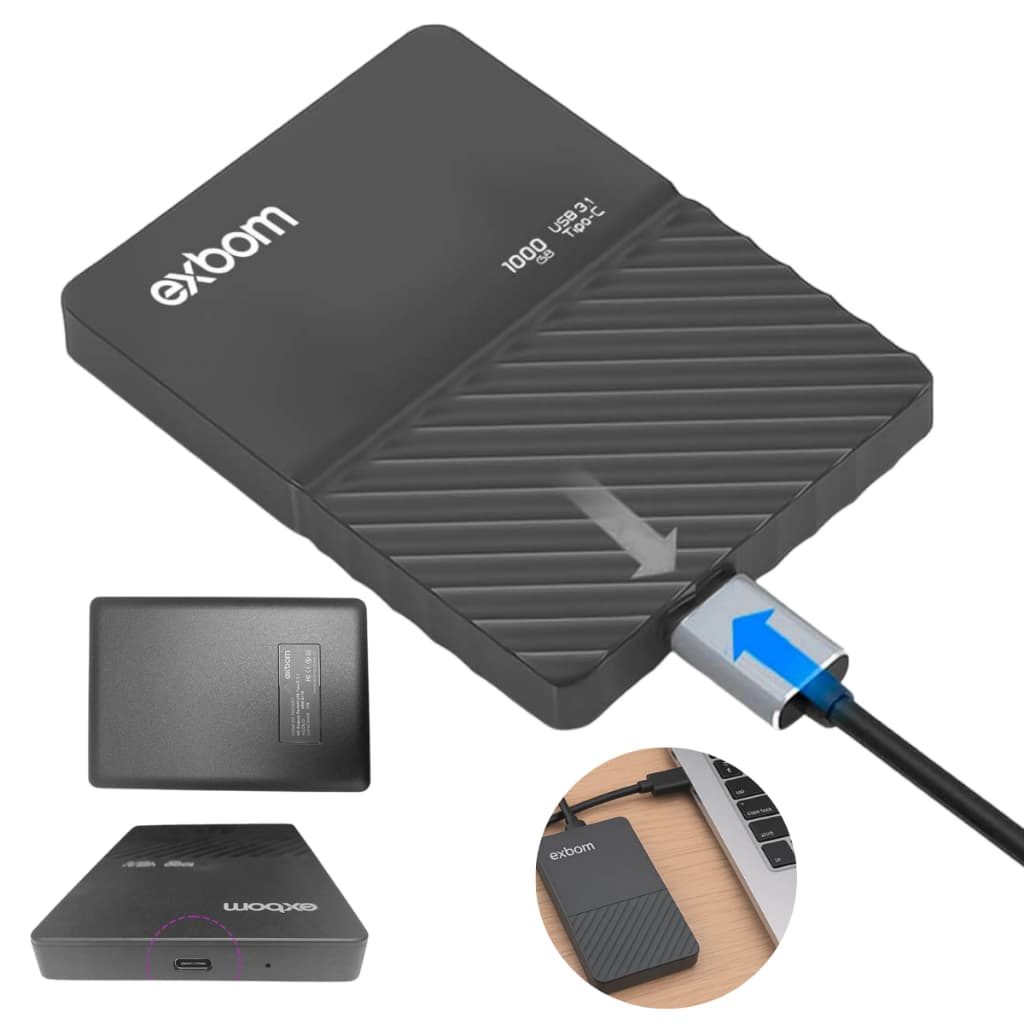 HD Externo 1TB Portátil com USB-C e USB 3.1 Disco Rígido Slim vault Backup Compacto Seagate Toshiba