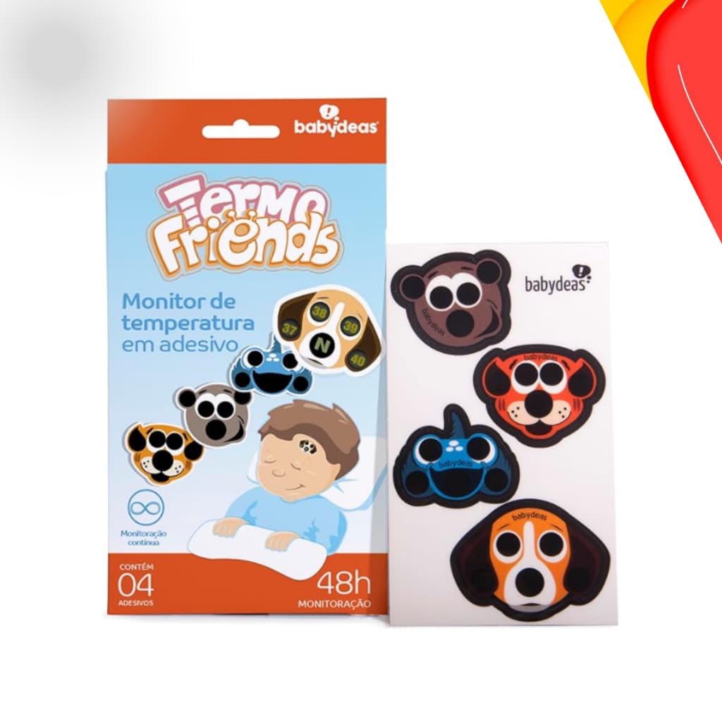 Termômetro Infantil-Adesivos Descartáveis Termo Friends–Cartela C/04 Und–Seguro E Não Toxico.