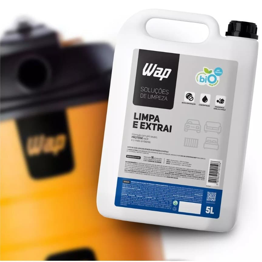 Detergente Limpador 5 Litros para Extratoras WAP LIMPA E EXTRAI com Fragrância Baixa Espuma