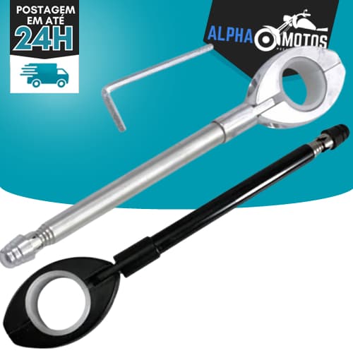 Antena Moto Corta Linha Pipa Guidão Retrátil 7 Estágios Inox - Prata ou Preto