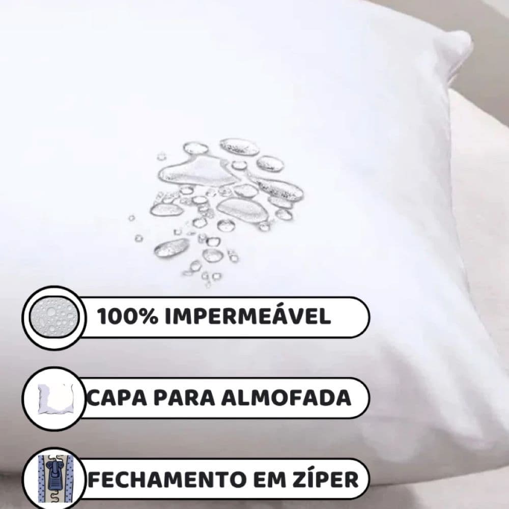 Capa de Almofada IMPERMEÁVEL Anti - Ácaro c/ Zíper 45x45 Branco Promoção