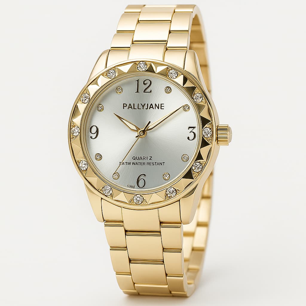 Relógio Feminino Dourado Banhada a Ouro 18k A Prova D'água de Quartzo em Aço Inoxidável Casual Pallyjane Guke-