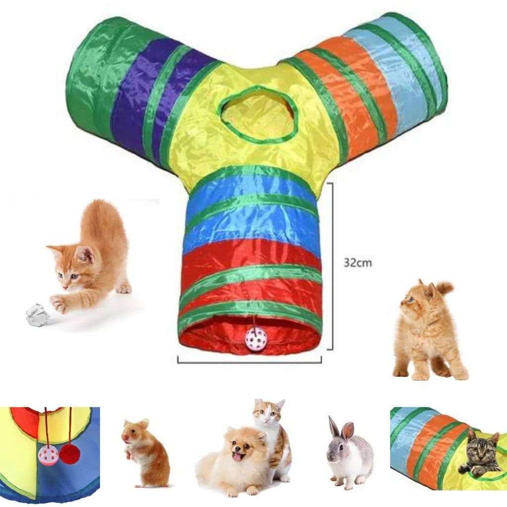 Túnel para gatos Brinquedo para gatos Túnel colorido Túnel em Y Brinquedo interativo para gatos Brinquedo para gatos