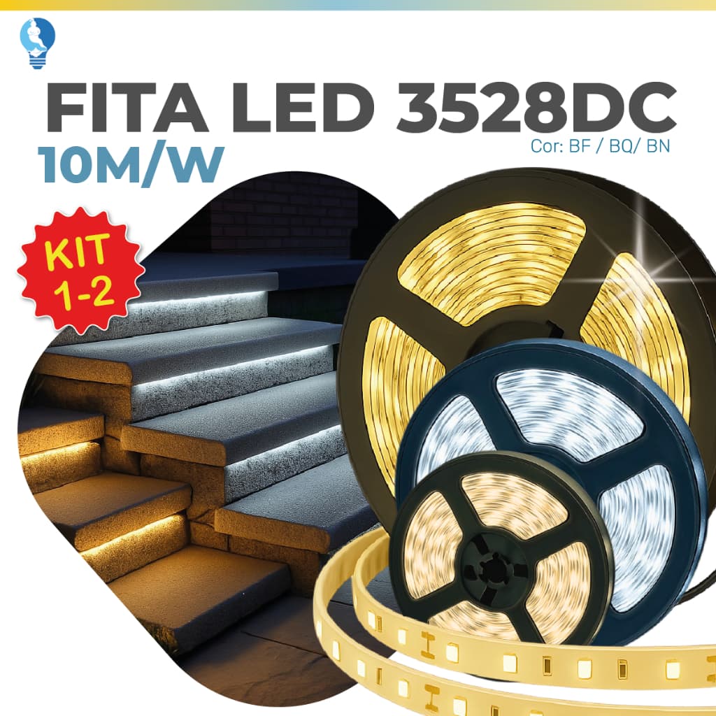Fita LED 3528 Super Led Ultra 5M a prova d'água 600 Leds | Luz Branca e Luz Neutro | IP20 (Não Acompanha Fonte)