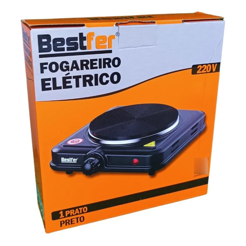 Fogareiro Eletrico Preto - 220V - 01 Prato BestFer