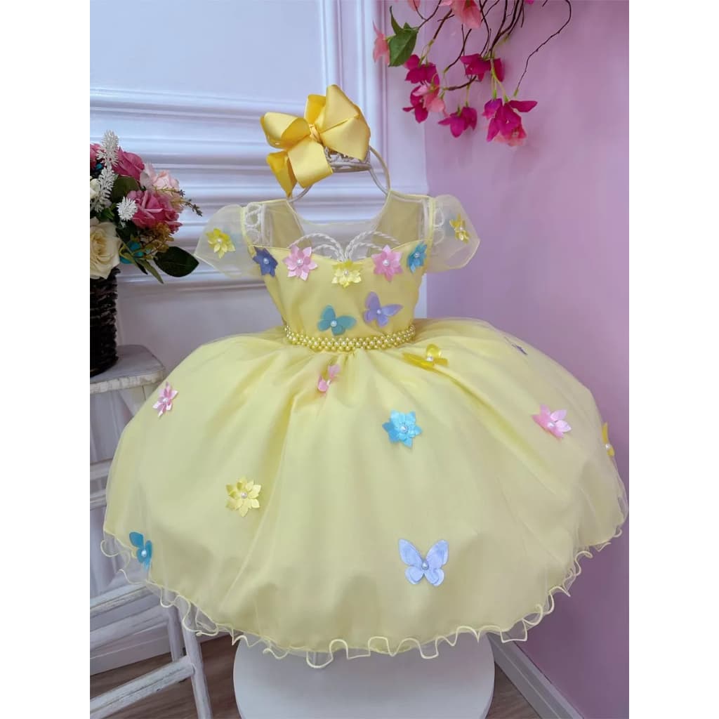 Vestido infantil cores diversas jardim encantado