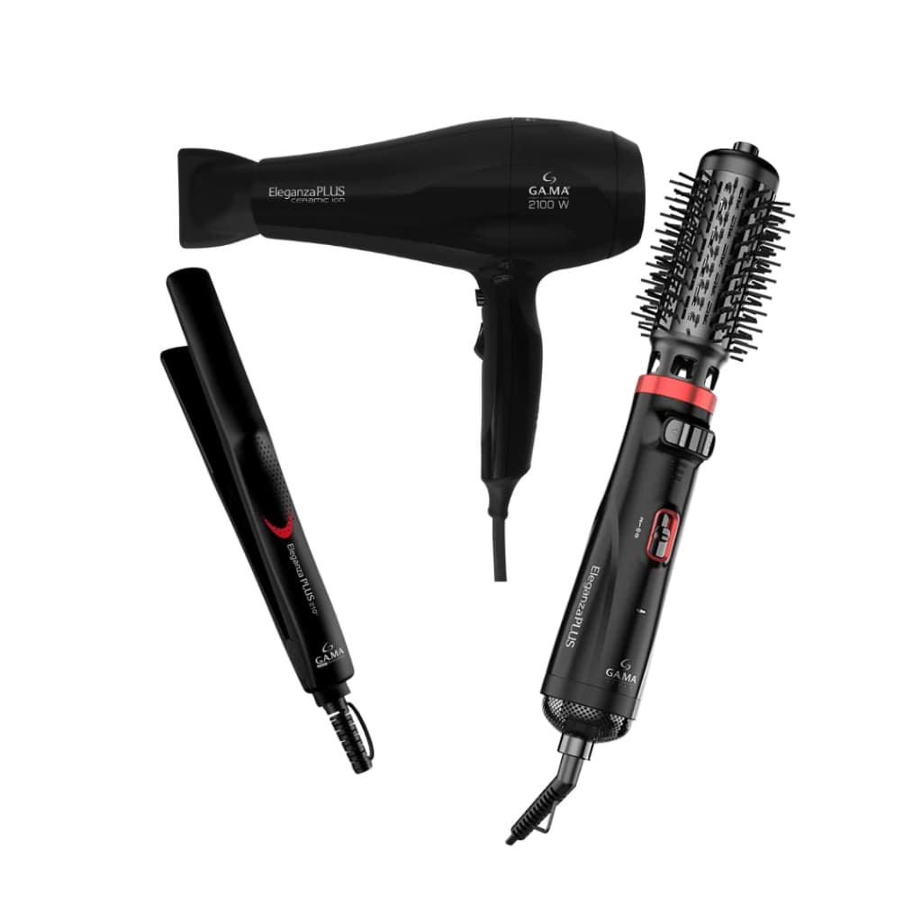 KIT GAMA ELEGANZA PLUS - SECADOR 2100W 220V + ESCOVA SECADORA ROTATIVA  BV + PRANCHA 220ºC BV