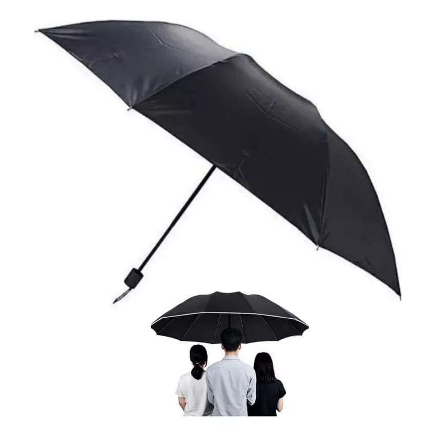 Guarda Chuva Reforçado Cor Preto Gigante Para Até 3 Pessoas