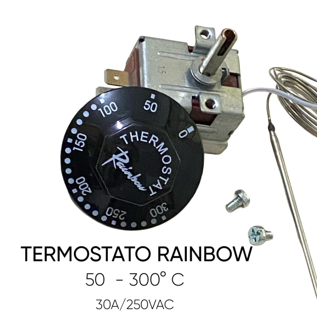 Termostato 50-300°C 30A para Fritadeira Água e Óleo Bivolt Haste Inox Forno Controle de Temperatura Industrial