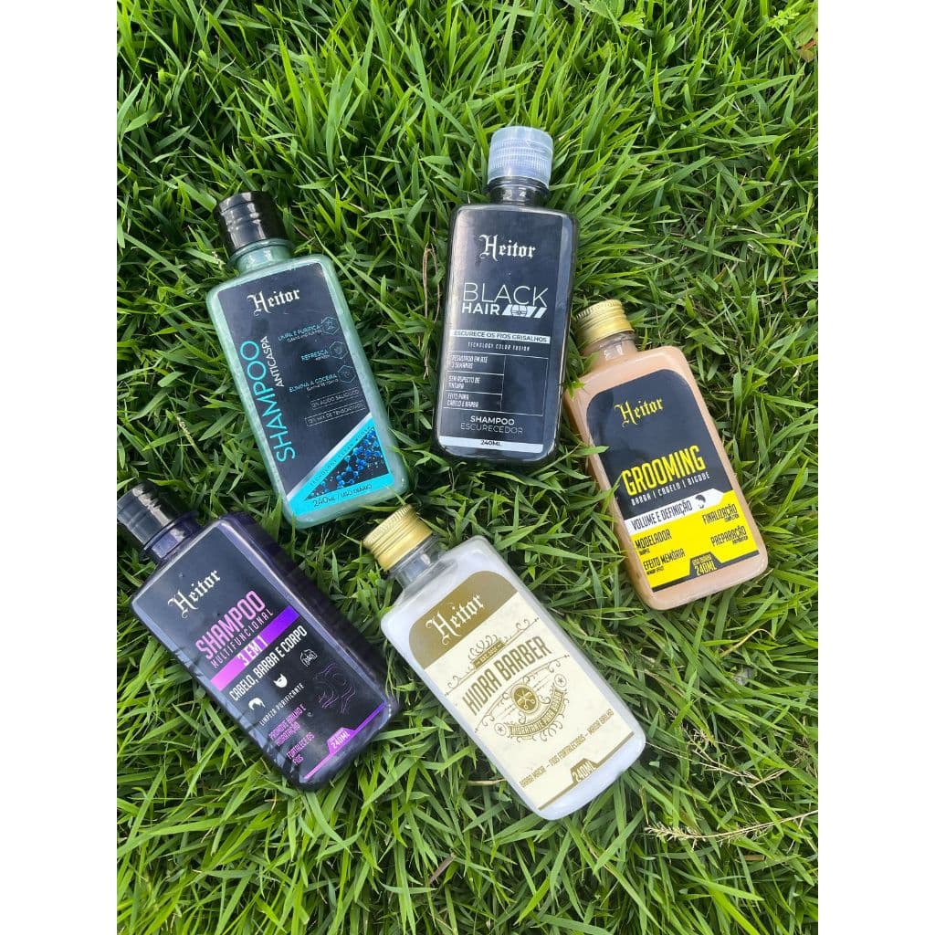 Shampoo 3 em 1 - Shampoo Anticaspa - Shampoo Escurecedor - Grooming - Hidra Barba HEITOR 240ml
