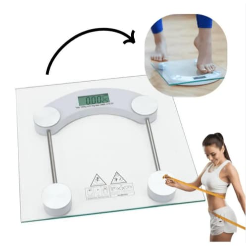 Balança Digital Eletrônica Vidro Temperado Multiuso Peso Corporal Até 180kg Academia Casa Escritório