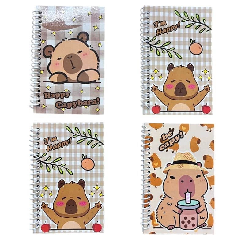 Mini Caderno com Capivara Papelaria Criativa Fofa Agenda Diario Kawaii ou card para colorir