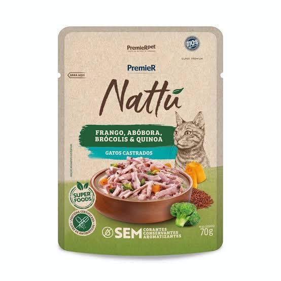 Ração Úmida Sachê Premier Nattu Frango para Gatos Castrados - 70g