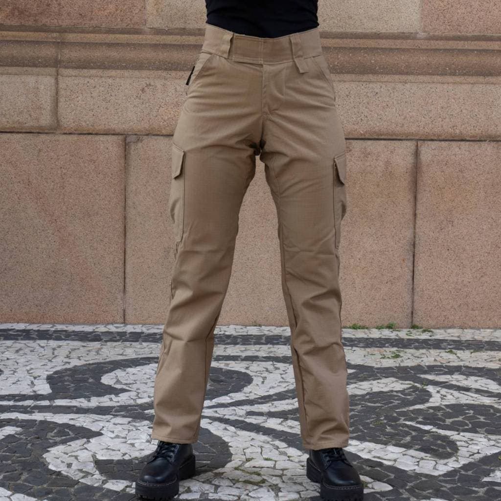 Calça Tática Feminina Cargo Camping Pesca Pescaria Caça Reforçada Resistente 6 bolsos Skate Trilha
