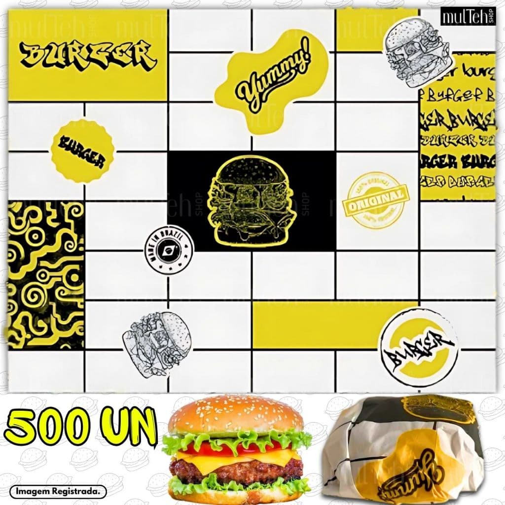 Papel Acoplado 500 Folhas 30x38 Para Lanches Delivery Hamburguer