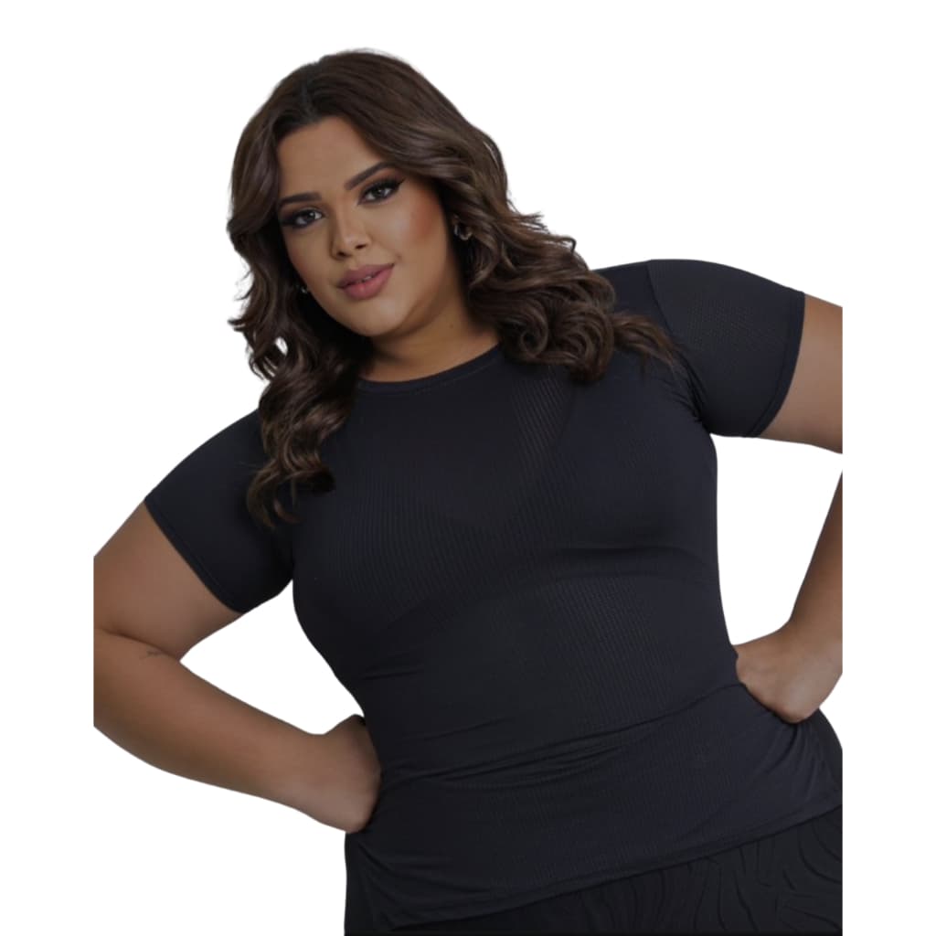 Blusa Academia Feminina Plus Size Básica Poliamida