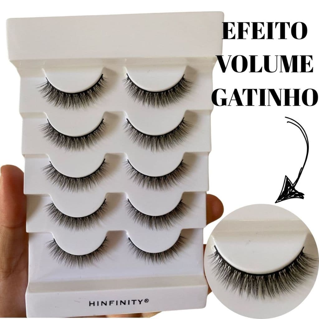 5 Pares de Cílios Postiços Mink X26 Efeito Gatinho premium