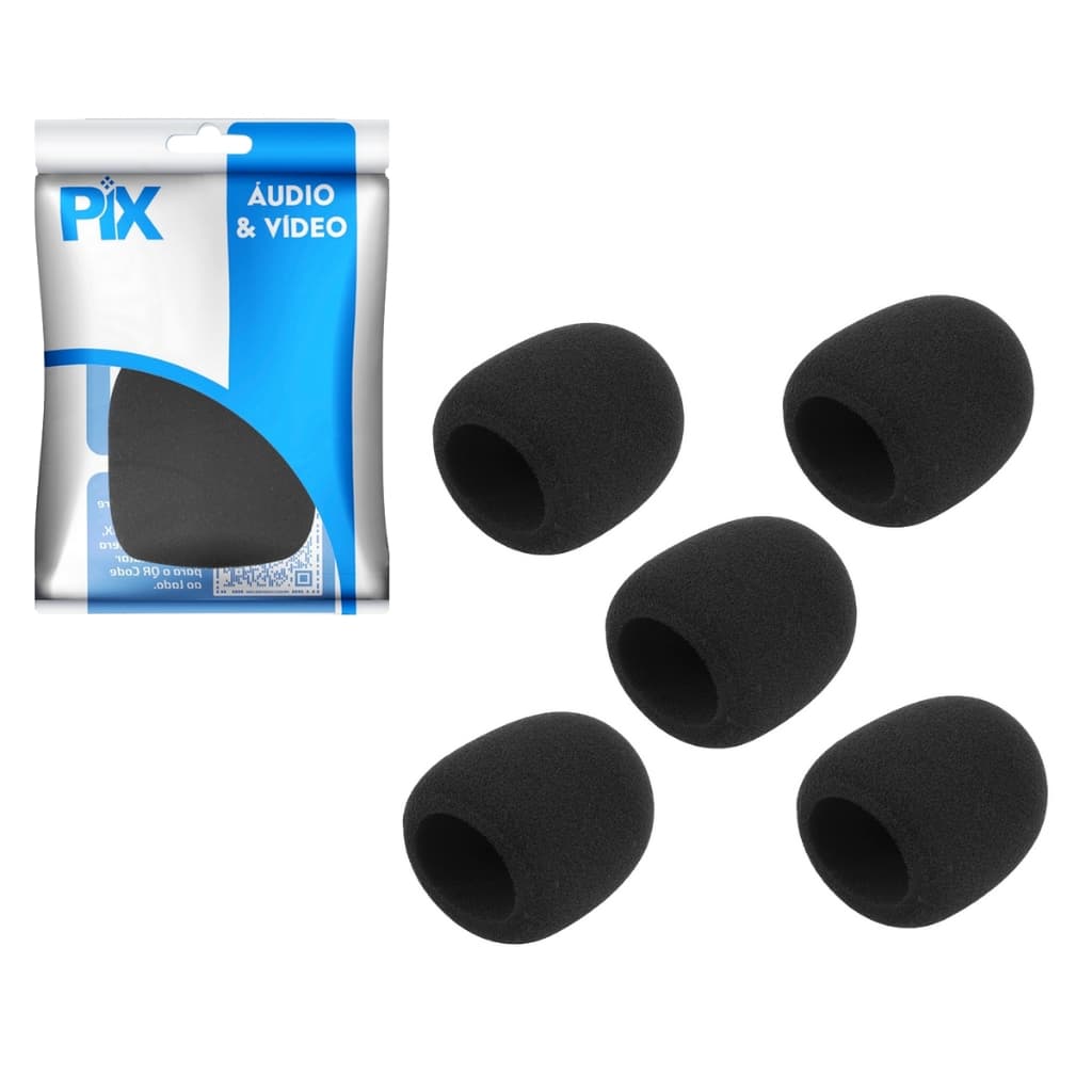 Kit 5 Espuma Globo Profissional Anti Puff Para Microfone Proteção Pop Filter 8cm