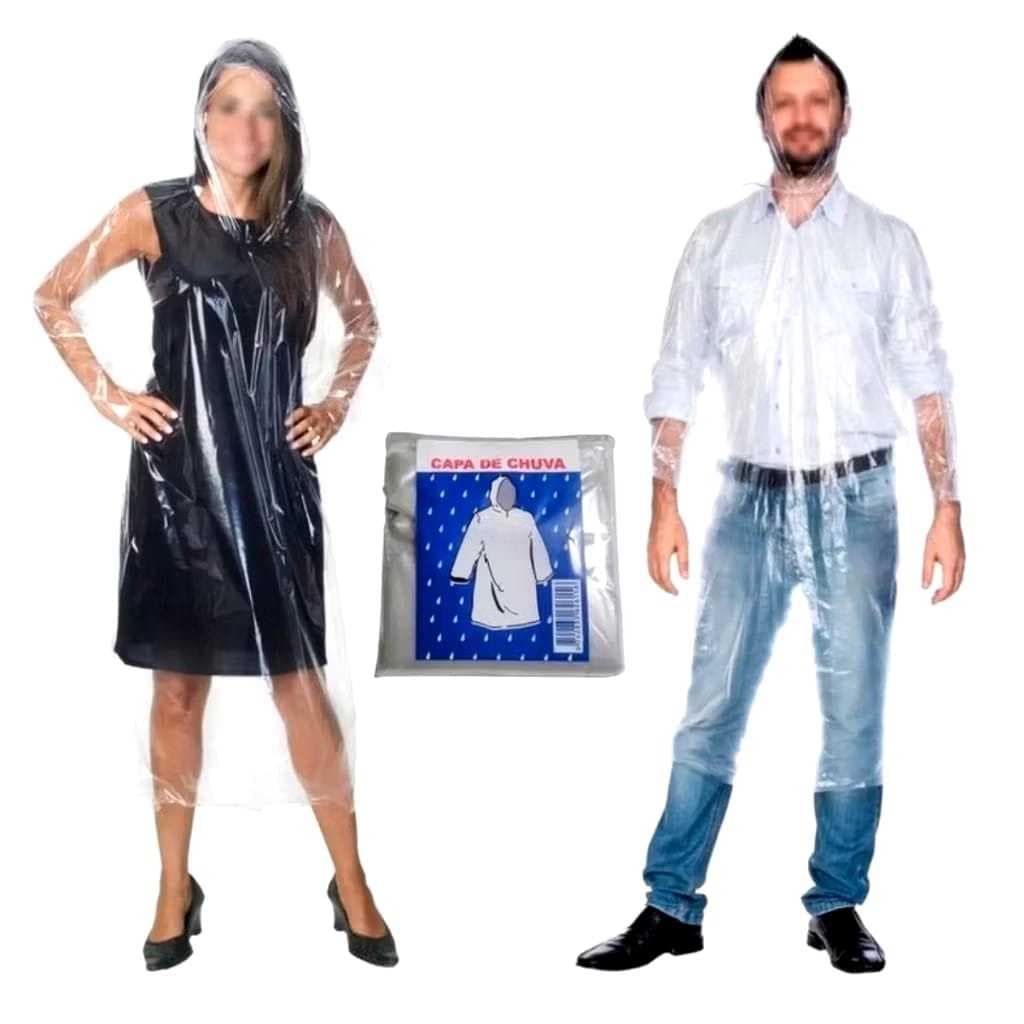 Kits 100 Capa D e Chuva Descartável impermeável transparente