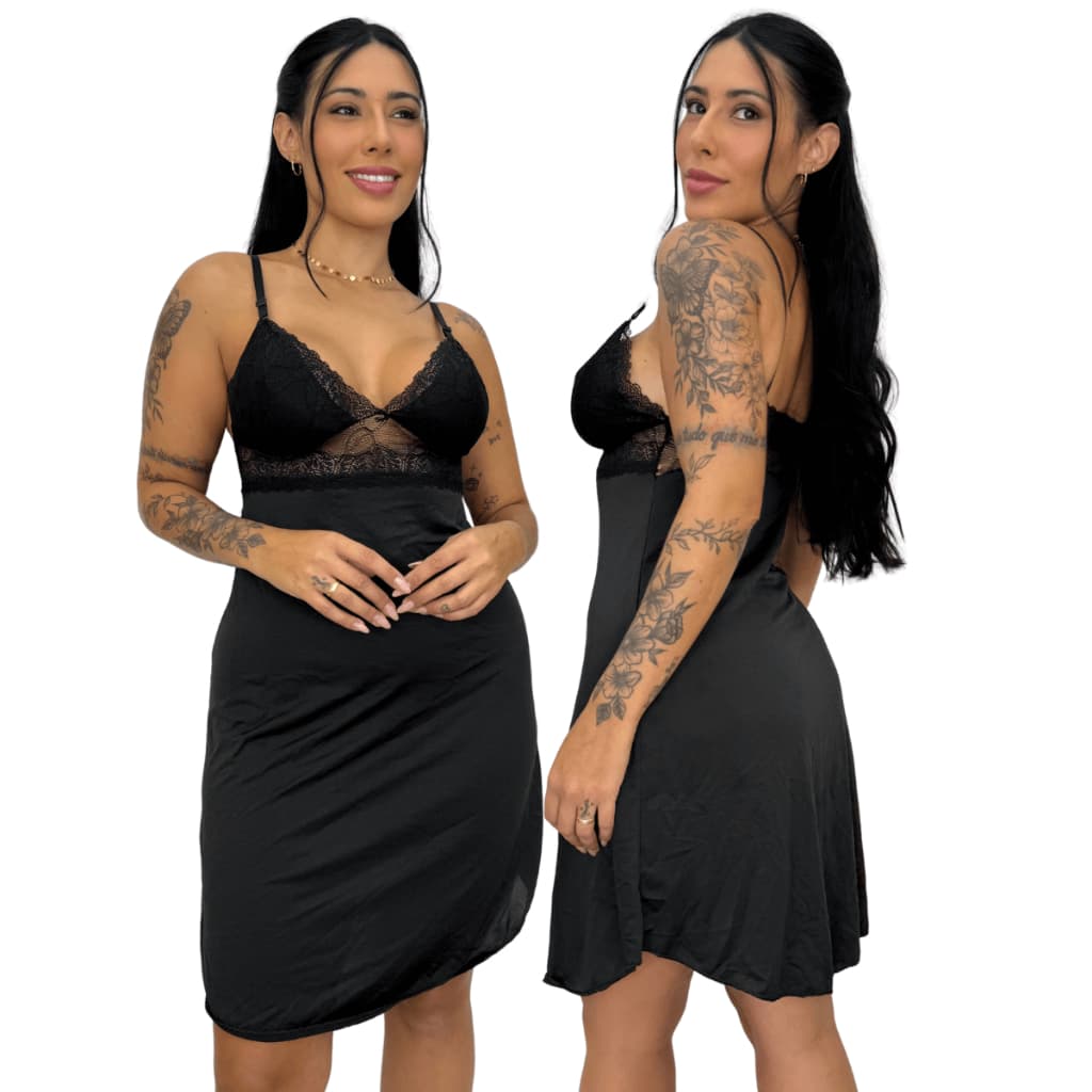 Camisola Renda Luxo Moda Sensual Feminino Pijama Linha Noite Conforto