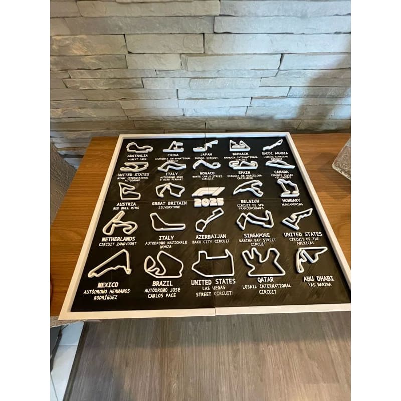Quadro F1 2025 3D 45x45cm | Pistas Fórmula 1 Decorativo Grande Parede Presente Geek