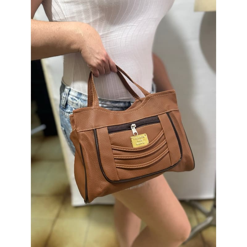 Bolsa feminina tiracolo de mão com 2 divisórias e um bolso pequeno frontal alça na transversal
