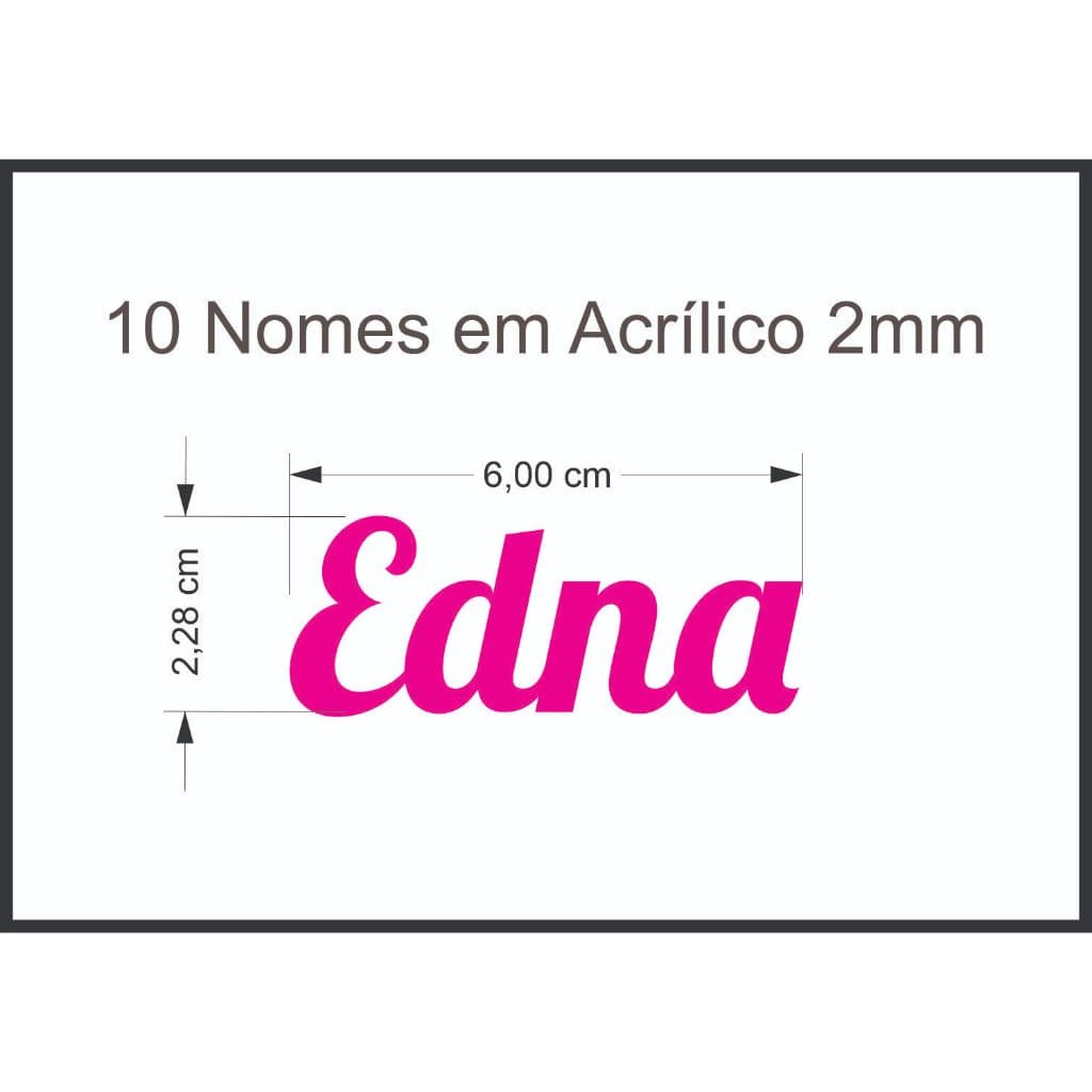 Nomes em acrílico espelhado pacote com 10 unidades