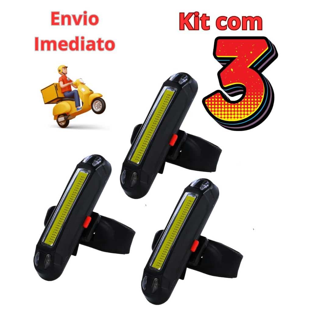 Kit Lanterna Traseira Led Sinalizador USB 100 Lumens | Traseira/Lateral/Bike