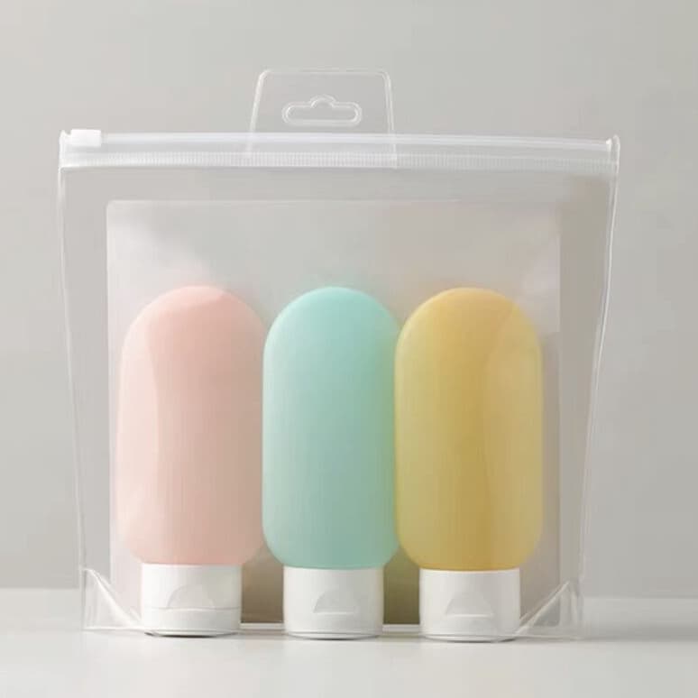 Kit Frasco Recarregável De 3pcs De Shampoo Essência Portátil Gel Ducha Pode Transportar Recipientes De Cosméticos Planos