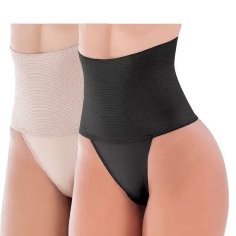 KIT COM 2 UNIDADES Calcinha Cinta Modeladora Cintura Compressão Cós Alto Redutora De Medidas