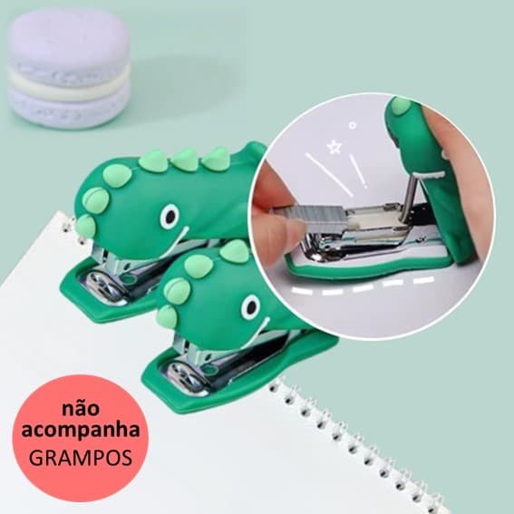 Grampeador Dinossauro Verde - Valor Unitário