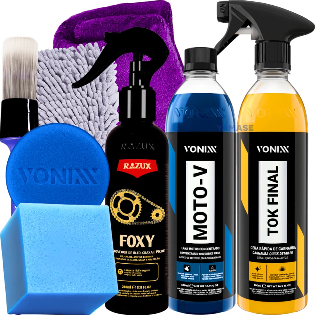 Kit Automotivo Limpeza Shampoo Cera Desengraxante Vonixx