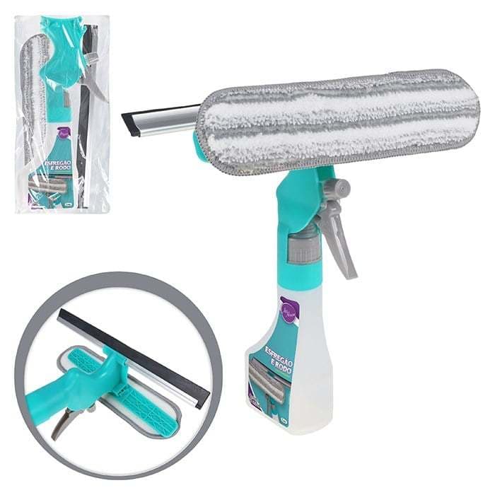 Rodo Limpa Vidros Spray Com Reservatório Rodinho Mop 3 Em 1
