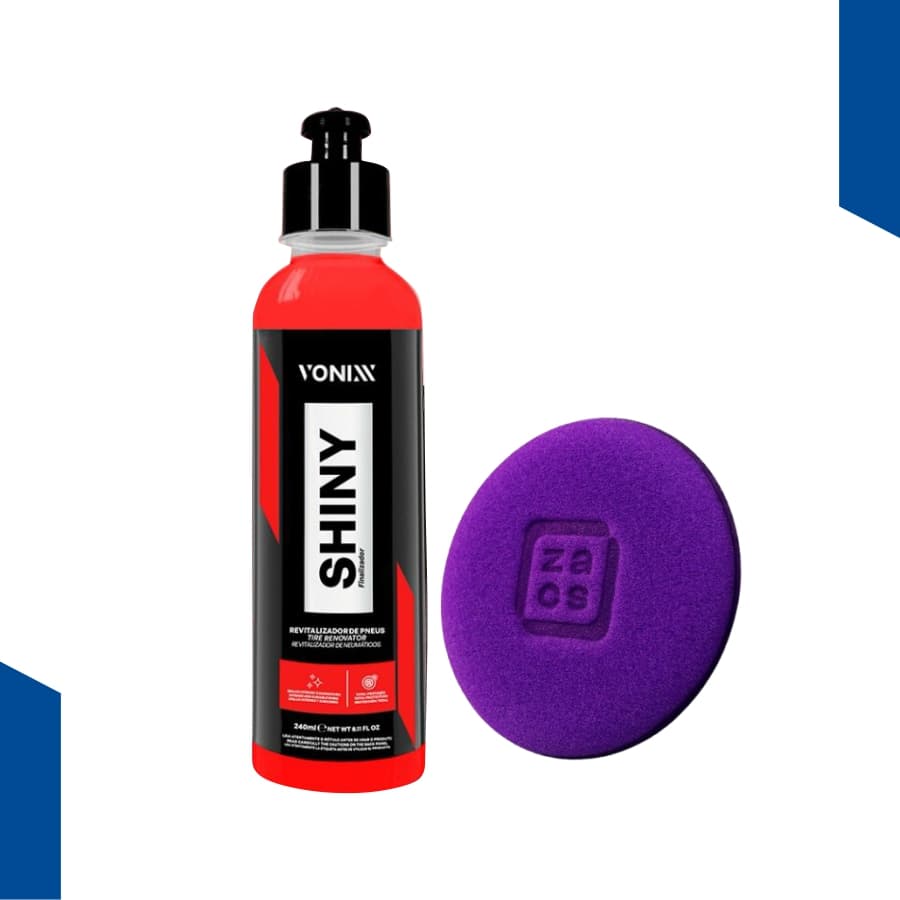 Shiny 240ml Revitalizador De Pneu Pretinho Vonixx Brilho Intenso Alta Durabilidade + Aplicador Roxo
