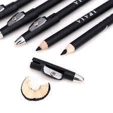 3 Lápis de Olho Preto Marrom Vivai Altas Pigmentação de Apontar Ultra resistente fácil de aplicar