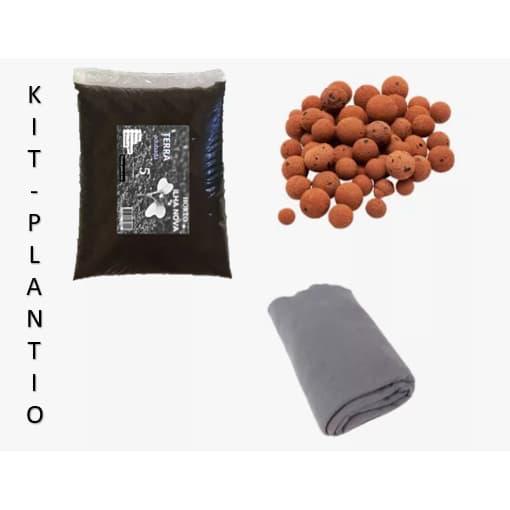 Kit Plantio p/ Vasos Terra adubada, Argila expandida 2215, Manta Bidin