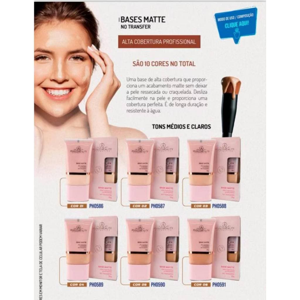 PhálleBeauty Base Matte Alta Cobertura 30g