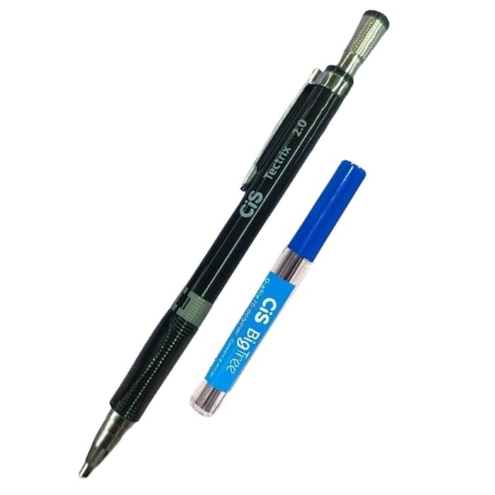 Kit Lapiseira Tectrix 2.0 Técnica Preta Com Apontador No Topo + Grafite CiS