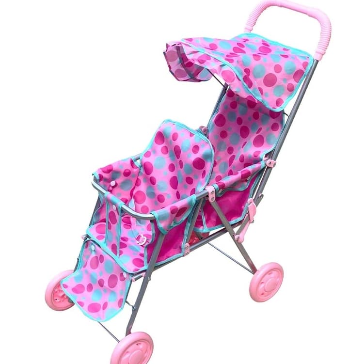 Carro para boneca Passeio Divertido Berço Gemeos - Estampa de Bolinhas