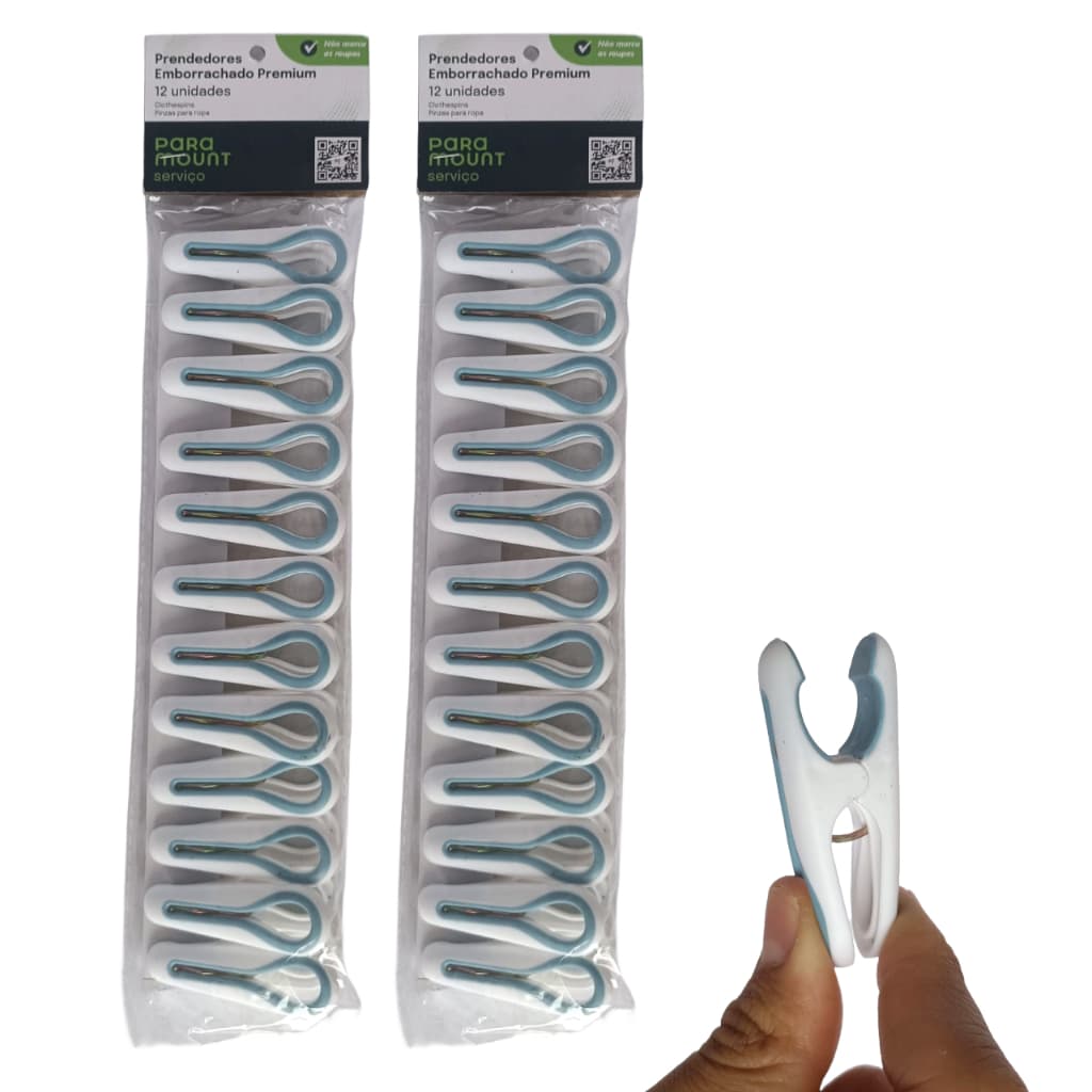 Kit 24 Prendedor de Roupa Plástico Emborrachado Paramount