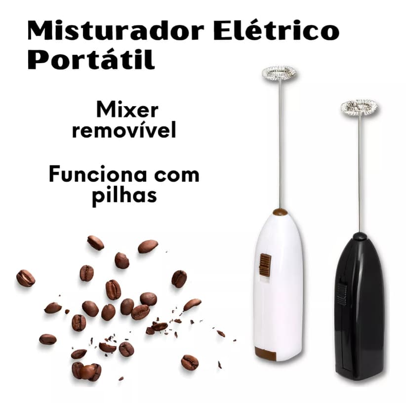 Mixer Inox De Bebidas Elétrico Leite Café Cor Branco DISPONIVEL NAS CORES PRETO E BRANCO