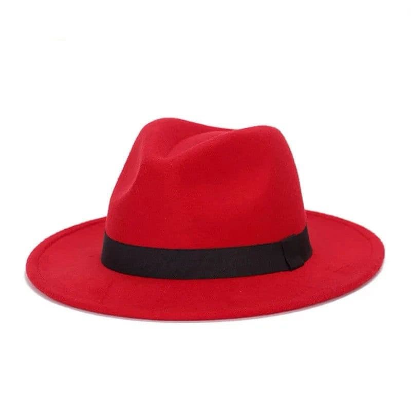 Chapéu Panamá Fedora Vermelho Adulto Unissex Exu Umbanda Vermelho Fita Preta Estilo Elegante Feltro