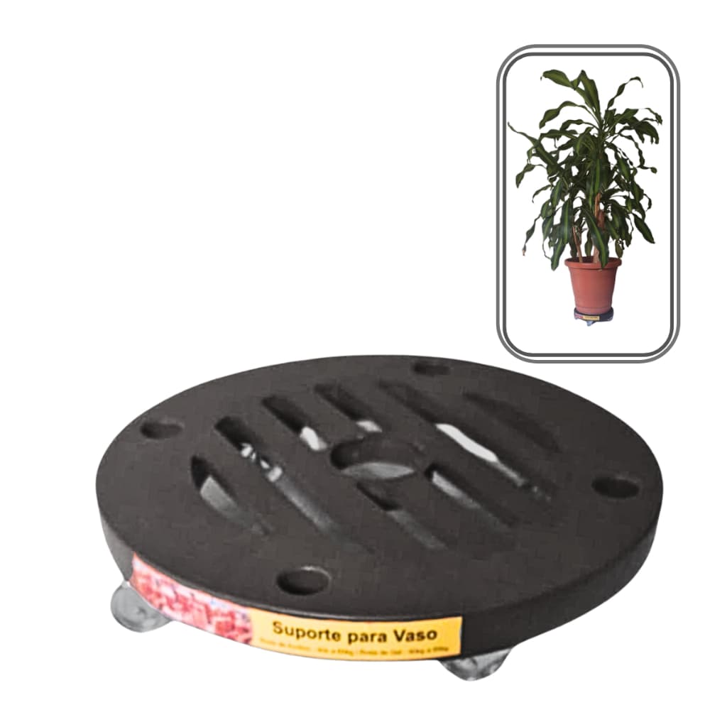 Suporte (24cm) Para Vaso de Planta com Rodinhas Acrílica Cristal Rodinha Transparente