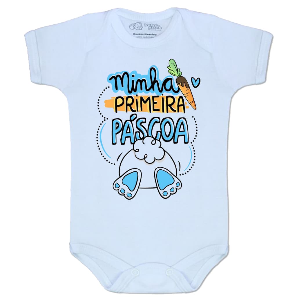Body Personalizada Minha Primeira Páscoa Menino