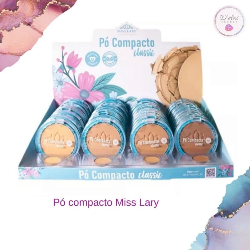 Pó Compacto Facial Vegano Efeito Matte Miss Lary