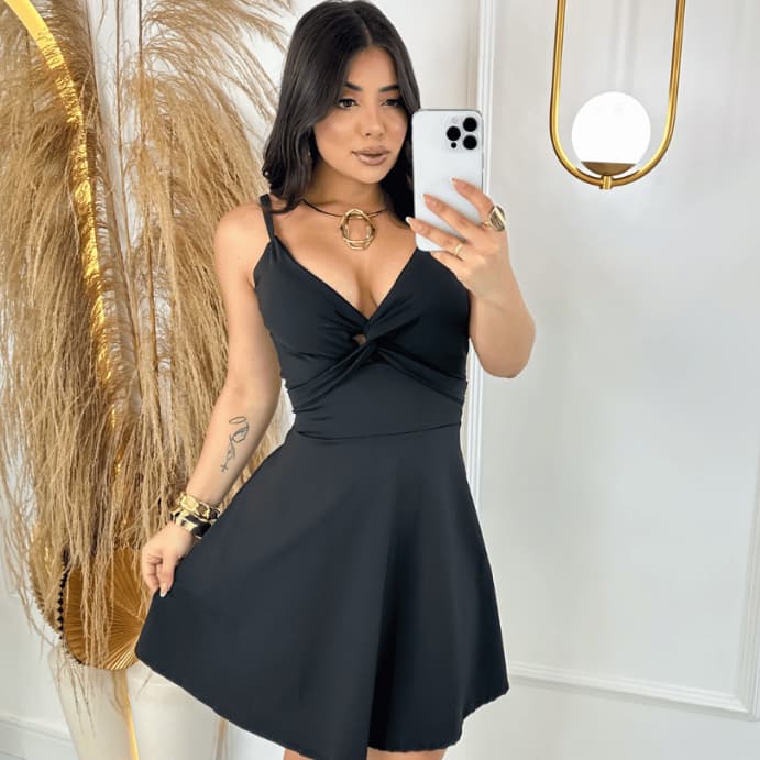 Vestido Feminino Com Bojo Liso Curto Soltinho
