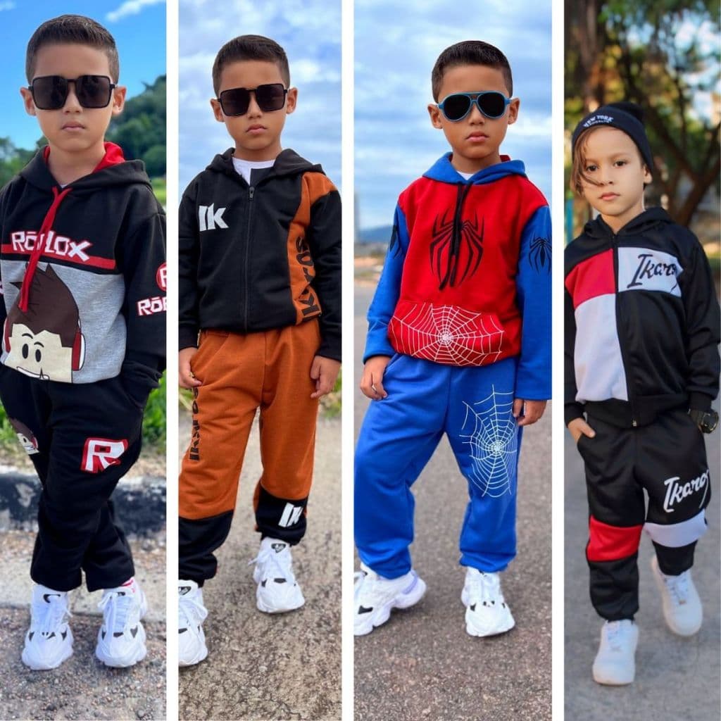 Conjunto Abrigo Moletom Agasalho Calça Com Casaco Infantil Do 4 ao 12