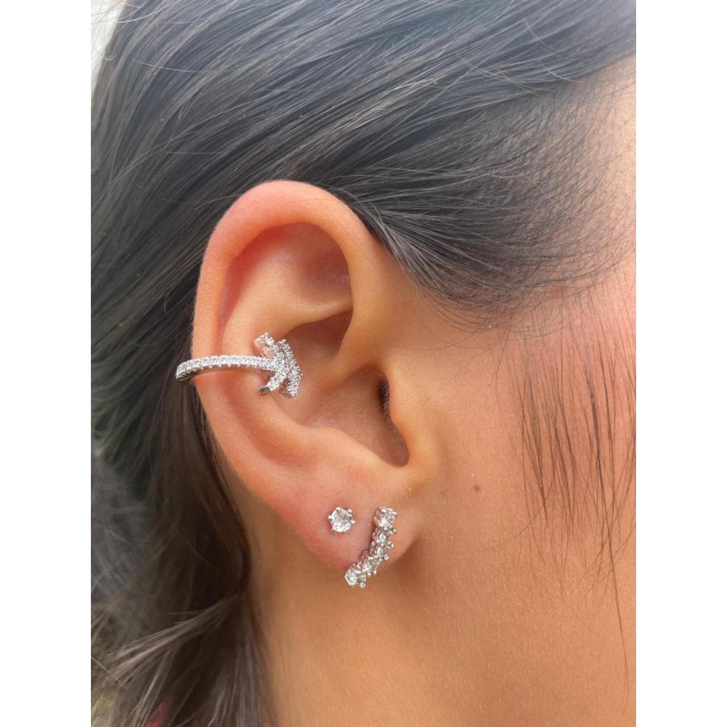 BRINCO EAR CUFF 5 PEDRAS - RÓDIO BRANCO